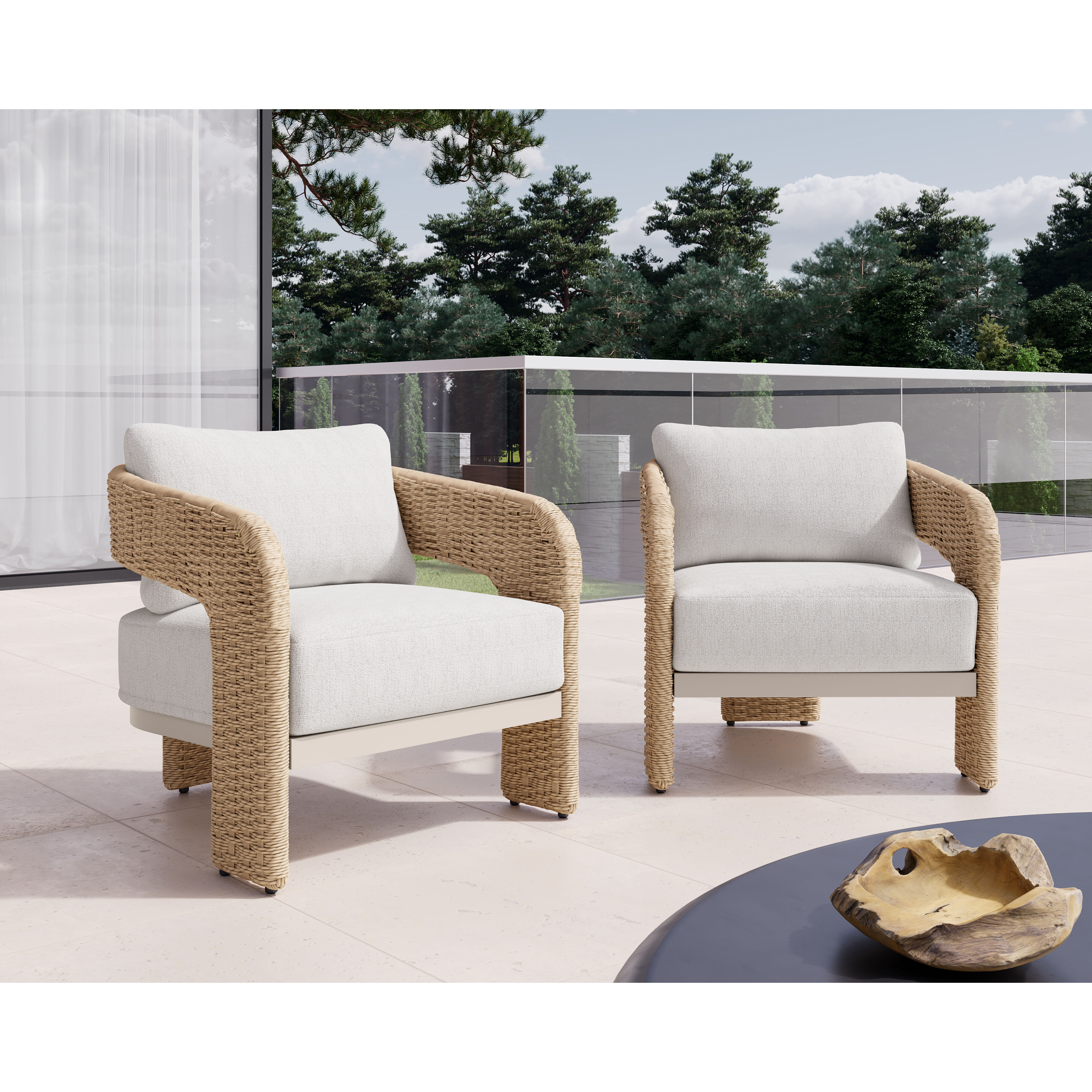 Pylos Natural / Louis Cream Outdoor Lounge Chair